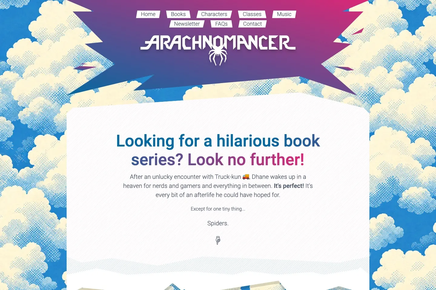 The arachnomancer.com homepage